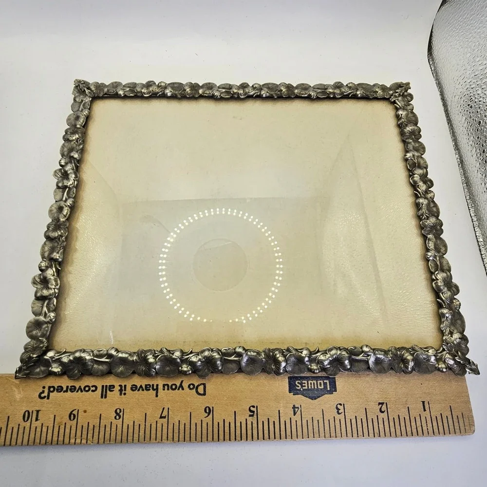 VTG Silver Plated Floral Picture Frame 8x10 Ornate Antique Style Ornate Border